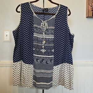 New Direction Sleeveless Patterned Blouse Size 2X
